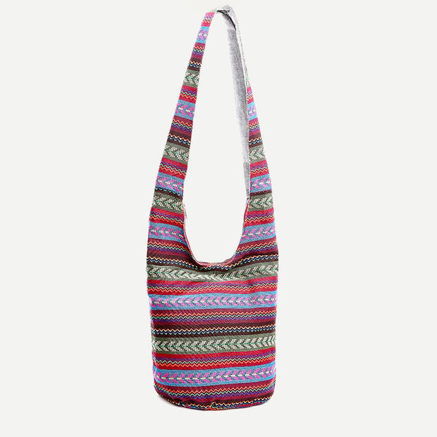 Shoulder Bag for Women Printing Flower Linen Folk-Custom Crossbody Bag