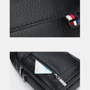 Genuine Leather Mens Sling Pack Shoulder Bag with USB Charging Port