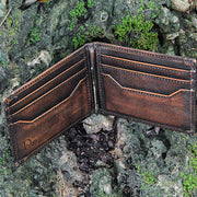 Bifold Wallet For Men Vintage Elk Genuine Leather Classic Purse