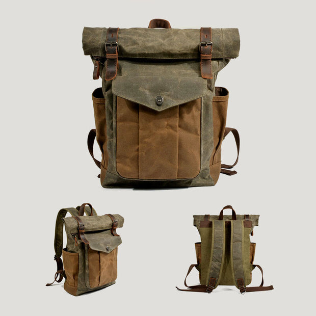 Retro Large Canvas Backpack Multi-Pocket Waterproof Travel Backpack Fit 15.6'' Laptop