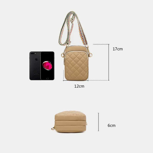 Triple Zip Quilted Crossbody Phone Bag Sling Purse for Women Girls
