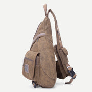 Sling Bag For Men Multi Functional Outdoor Leisure Riding Canvas Chest Bag