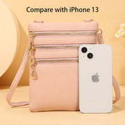 Triple Compartment Faux Leather Crossbody Bag Phone Bag