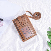 Hanging Card Holder Classic Solid Color Portable Leather Purse