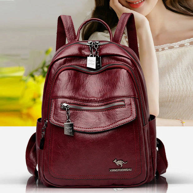 Leather Backpack Purse For Women Minimalist Travel Office Daypack