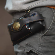 Retro Leather Phone Holster for Men Universal Case Waist Bag EDC