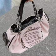 Tote Bag For Women Vintage Alphabet Embroidery Chain Shoulder Bag