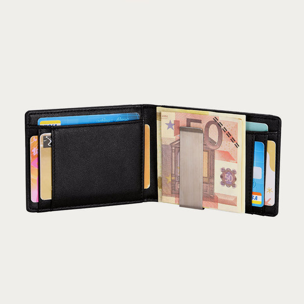 Minimalist Multi-Slot Bifold Card Holder RFID Blocking Wallet with Cash Clip