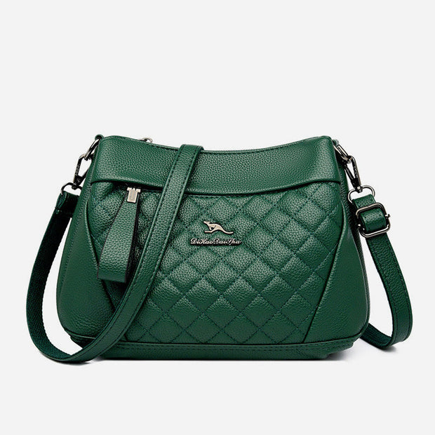 3 Layer Quilted Faux Leather Crossbody Bag Purse For Women