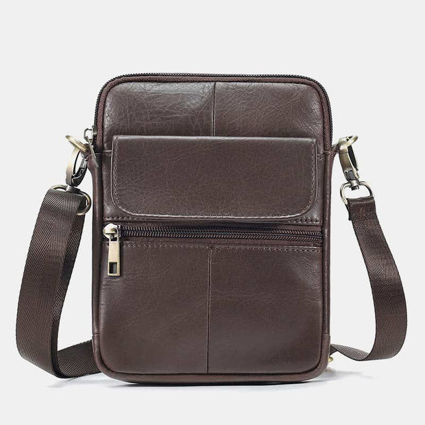 Real Leather Small Messenger Crossbody Bag for Men with Multiple Pocke ...