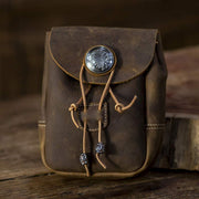 Genuine Leather Drawstring Pouch Purse Waist Bag Portable Wallet Belt Pouch