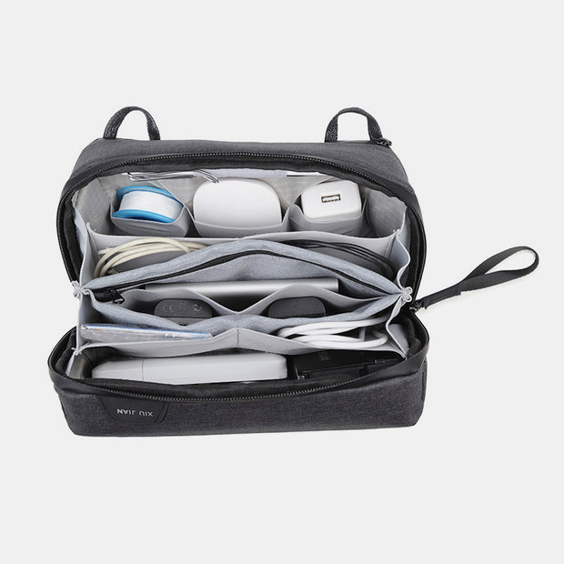 Lightweight Multi-Slot Zipper Storage Pouch Portable Electronics Organizer Makeup Bag