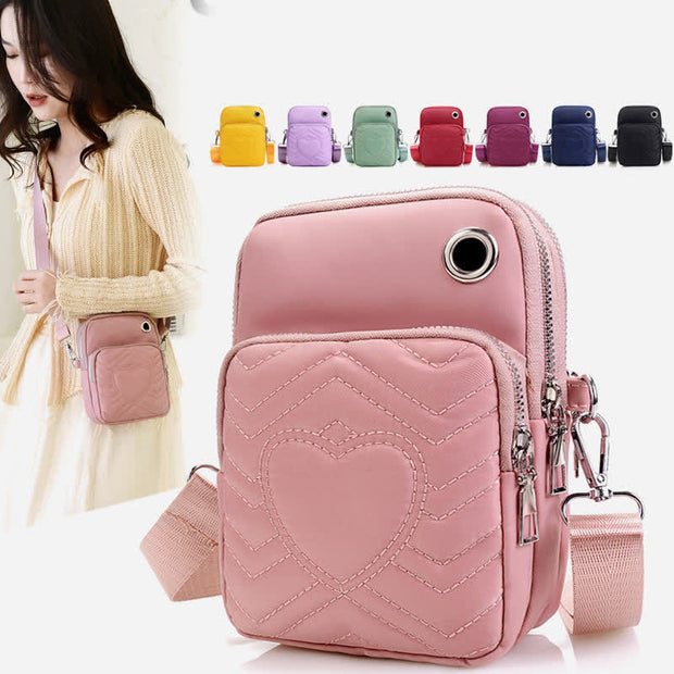Double Compartment Cellphone Crossbody Mini Bag Lightweight Cute Shoulder Purses