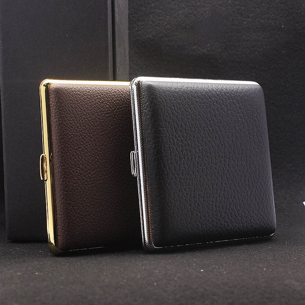 Stainless Leather Cigarette Case For Men Minimalist Solid Color Box