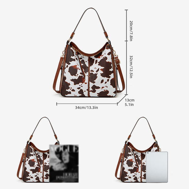 Leopard Milk Grain Ladies Tote Multiple Carry Leather Underarm Bag