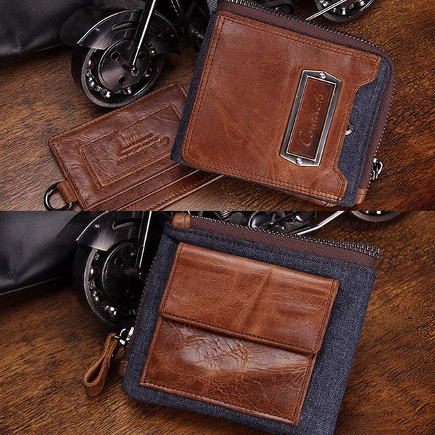 Vintage Leather Wallet Super Roomy Bifold Short Wallet for Men