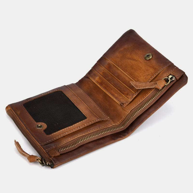 Retro Men's Brush Off Cowhide Leather Wallet Coin Purse Card Holder