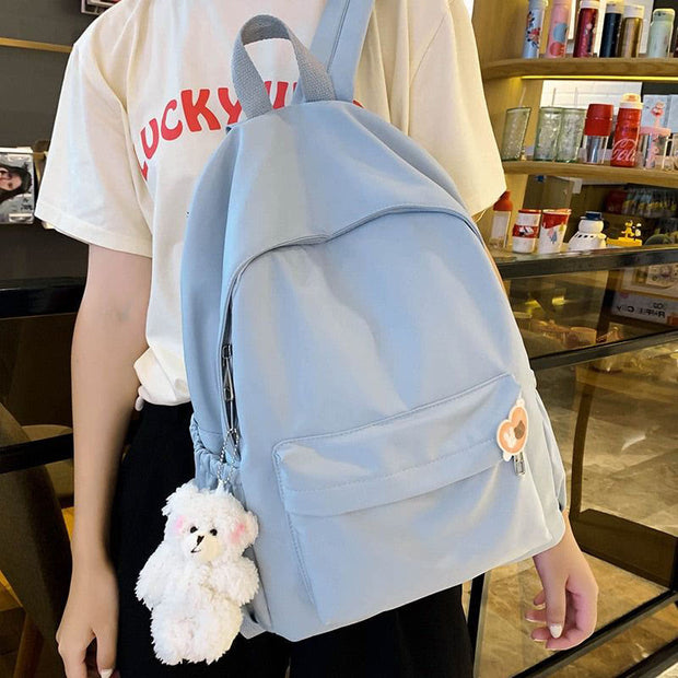 Backpack for Women Casual Cool Solid Nylon School Shoulder Bag
