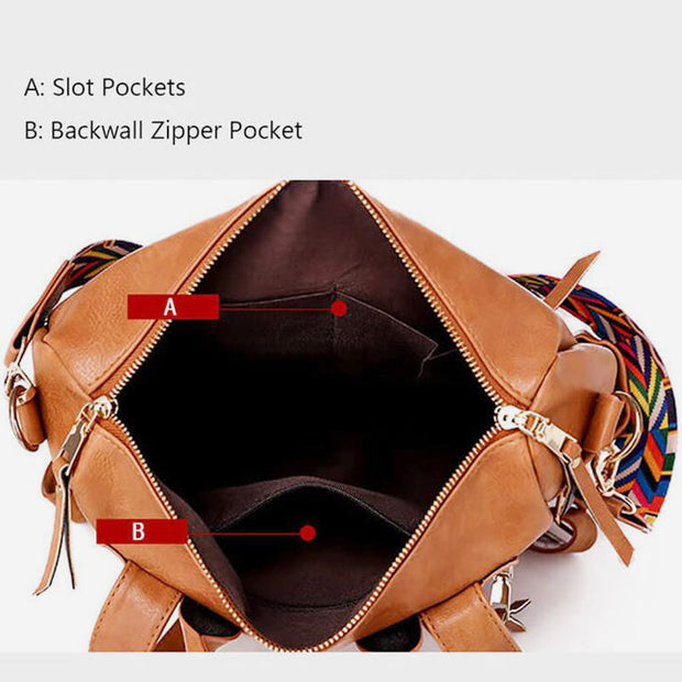 Large Capacity Leather Backpack Fashion Shoulder Bag Daypack