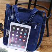 Denim Tote For Outing Retro Canvas Ripped Crossbody Bag
