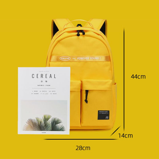 Solid Large Capacity Waterproof School Backpack