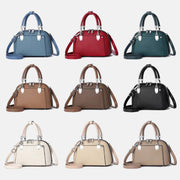 Vegan Leather Boston Bag Satchel Solid Color Crossbody Purse Handbag For Women