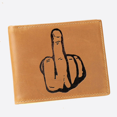 One Finger Salute Engrave Wallet For Men RFID Purse