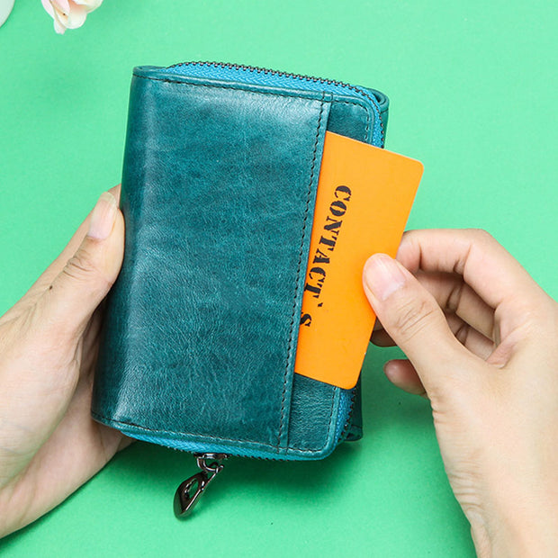 Multifunctional Genuine Leather Short Wallet
