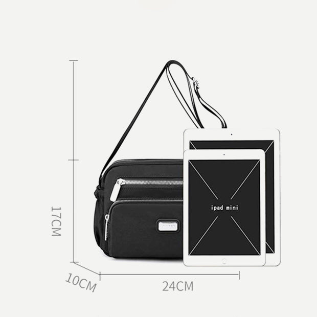 Multi-Pocket Crossbody Shoulder Purse For Women Waterproof Nylon Bag Pocketbook