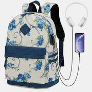 Large Capacity Multifunctional Soft Floral School Bag Backpack