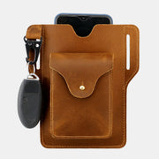 Outdoor Leather Retro Solid Color 7.2 Inch Cell Phone Belt Bag