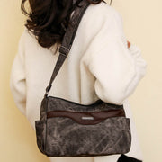 Retro Crossbody Bag Womens Color Matching Short Travel Leather Purse