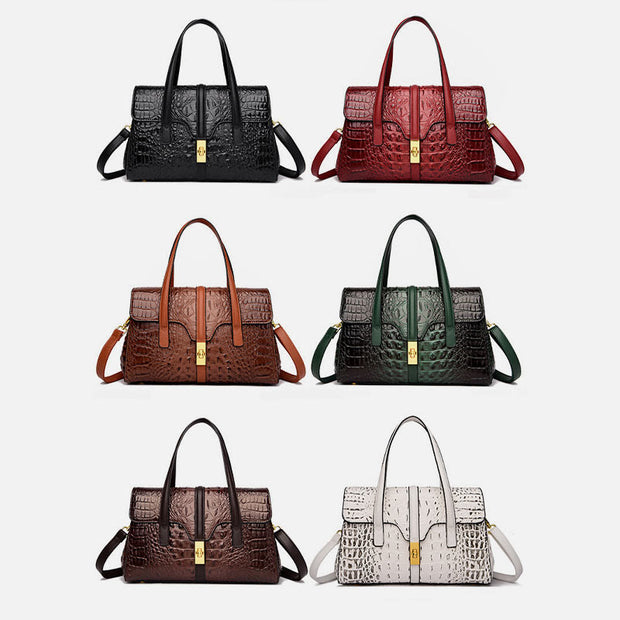 Handbags For Women Crocodile Pattern Leather Crossbody Carry Tote