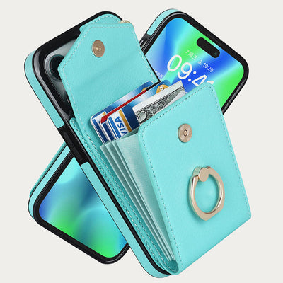 Wallet Phone Case for iPhone Casual Leather Buckle Card Holder