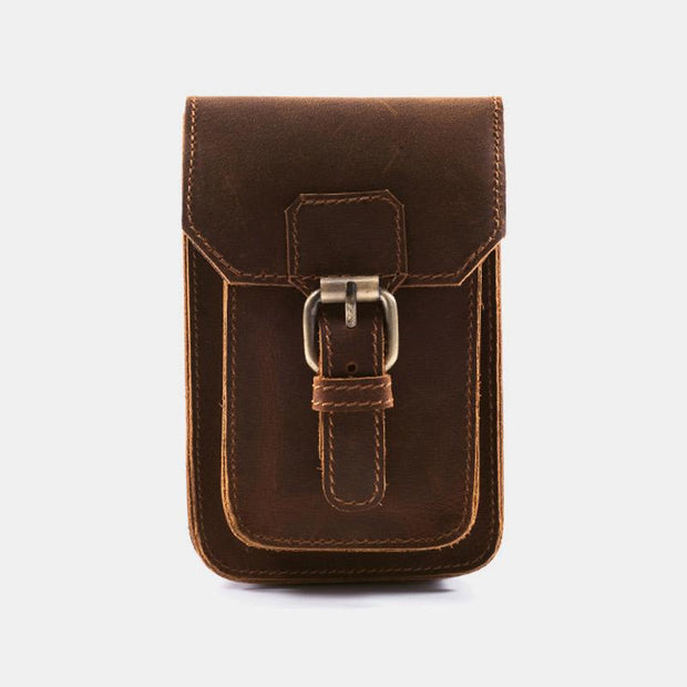 Retro Genuine Leather Waist Phone Bag