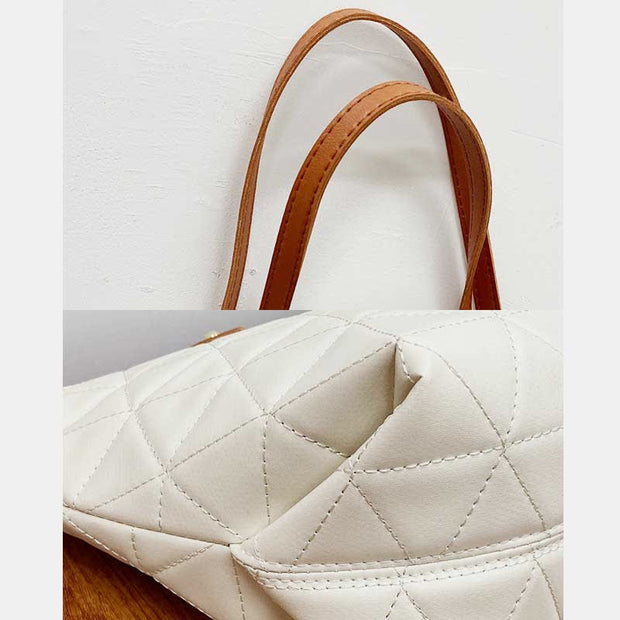 Large Capacity Tote Bags Quilted Leather Shoulder Bag Ladies Handbag