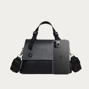 Retro Top Handle Bag For Women Lychee Pattern Leather Bag