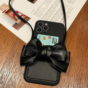 Cute Bowknot Leather Cell Phone Case Crossbody Phone Bag with Card Slot