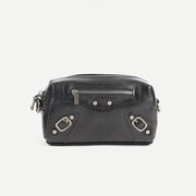 Small Crossbody Purse for Women Goth Rivets Genuine Leather Shoulder Bag
