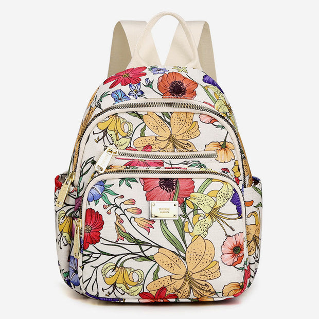 Backpack for Women Vintage Flowers High Capicity Nylon Pack