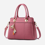 Elegant Commuter Handbag For Women Solid Color Leather Crossbody Bag