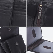 Tir-Fold RFID Genuine Leather Luxury Business Short Wallet