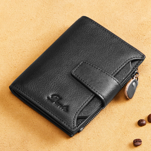 Wallet For Men Multiple Compartment Cowhide Leather RFID Card Holder