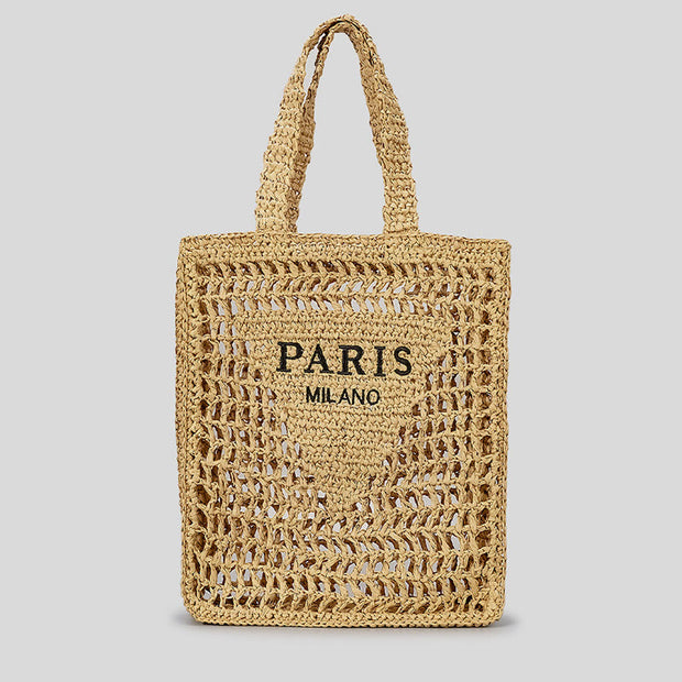 Beach Bag For Women Hollowed Out Large Capacity Straw Bag