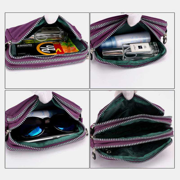 3 Zip Mini Crossbody Bag Lightweight Cellphone Wallet Long Wristlet Purses