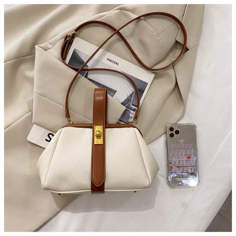Buckle Phone Bag For Women Elegant Leather Handbag Crossbody Bag
