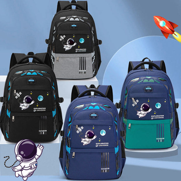 Astronaut Pattern Backpack For School Lightweight Breathable Fabric Schoolbag