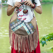 Crossbody Bag For Women Travel Ethnic Style Tassel Leather Bag