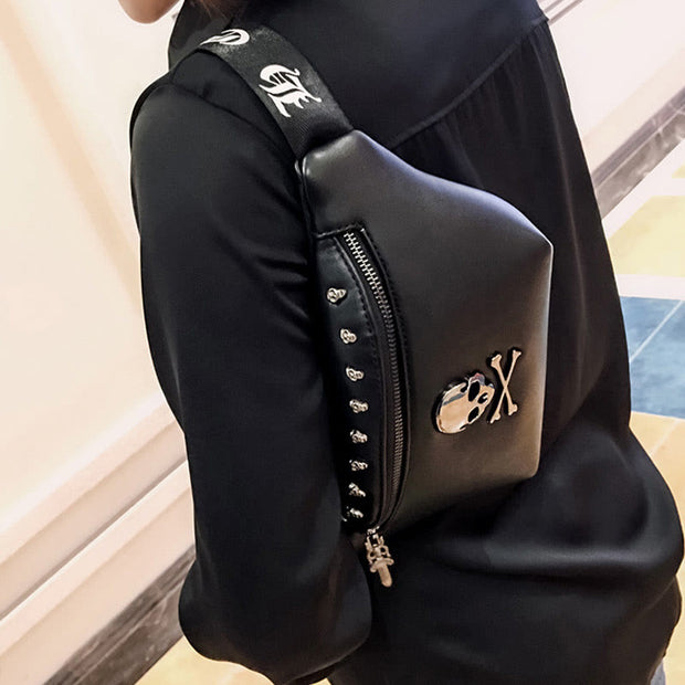 Punk Style Skull Waist Bag Rivet Belt Chest Bag