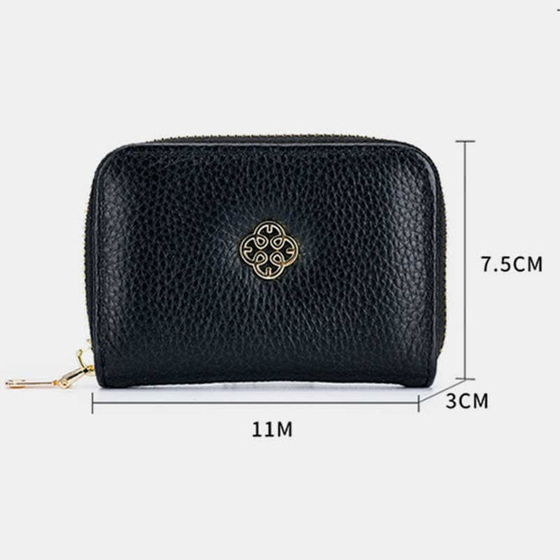Women Small Leather Coin Purse Zipper Change Pouch Wallet Card Holder